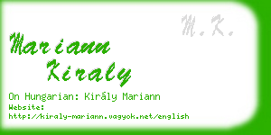 mariann kiraly business card